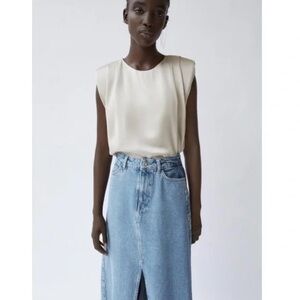 Zara Satin Effect Shoulder Pad Top